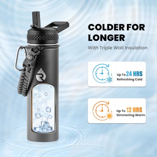 RAYMYLO Insulated Water Bottle 20 oz, Triple Wall Vacuum Stainless Steel - color: Dark Gray, size: 20 Ounces