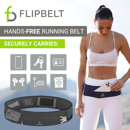 FlipBelt Zipper Running Belt, Waist Pack for Fitness and Running, US Company - color: Carbon, size: Small