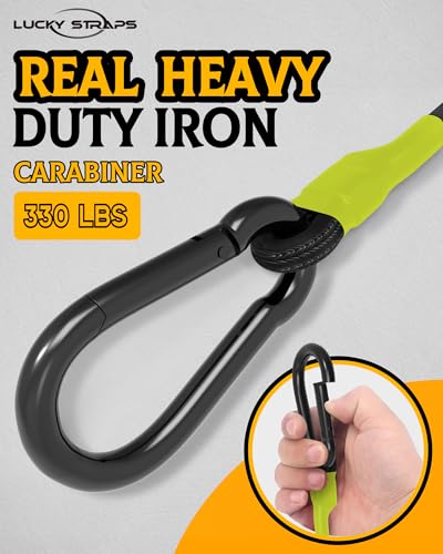 8 Pack 60" Carabiner Bungee Cords Heavy Duty Outdoor, 190 Lb Break Strength - size: 60 Inch, style: Heavy Duty-Black
