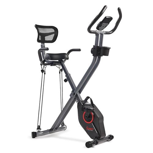 Sunny Health & Fitness Smart Foldable Magnetic X-Bike, Low-Impact Workouts - color: Dark Grey