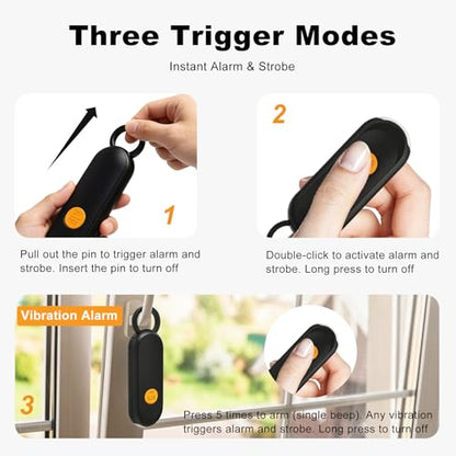 Personal Safety Alarm, Find My Tracker Keychain for Apple & Google, Black - color: Black
