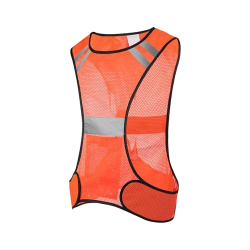 MioCloth High Visibility Reflective Running Vest with Pocket, Breathable Mesh Safety Vest, Unisex Cycling Jogging Night Gear - color: Orange