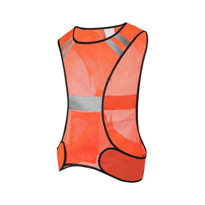 MioCloth High Visibility Reflective Running Vest with Pocket, Breathable Mesh Safety Vest, Unisex Cycling Jogging Night Gear - color: Orange