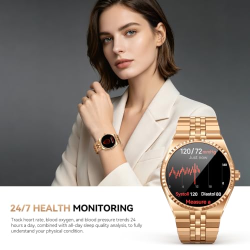 Smart Watch for Men, Answer/Make Call, Activity Tracker, Steel Strap, 40mm - color: Gold