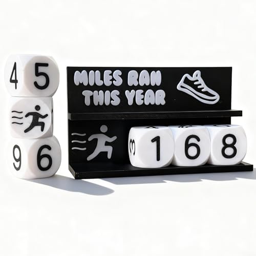 Desk Running Mileage Tracker for Recording Mileage Running Pedometer & Goal Setter, Fitness Motivation Display for Runners, Marathon Training Gift - style: Black Boys