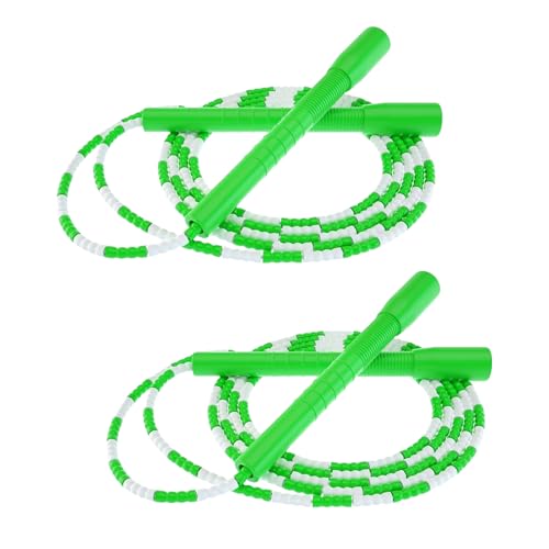 YUEDONG Beaded Jump Rope, 20cm Handles, Soft TPU Beads, Rhythmic Click - color: GREEN-GREEN