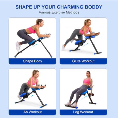 Ab Machine for Home Gym,Adjustable Ab Trainer Machine with 2 Incline Settings & 5 Height Levels,LCD Monitor, Knee Protection,Foldable Abdominal Workout/Exercise Machine for Core & Stomach Workout