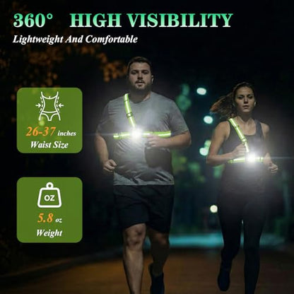 Running Lights for Runners with Rear Red Warning Light for Outdoors, Green