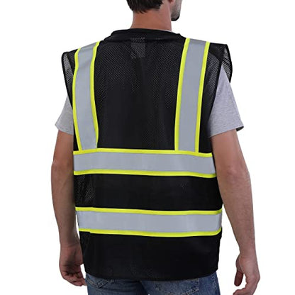 Neopelta Hi Vis Reflective Safety Vest for Men Women Black Mesh/Yellow S - color: Black / Yellow Trim, size: Small