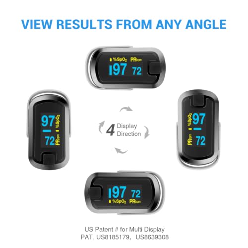 mibest OLED Finger Pulse Oximeter, O2 Meter, Dual Color White/Black