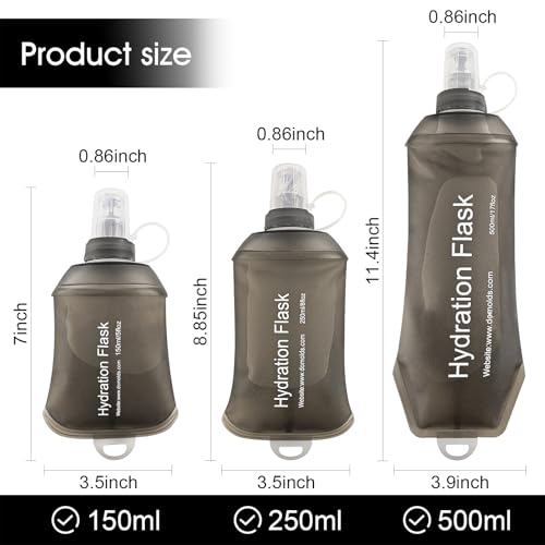 WILDREEDS 150ml Soft Flask, TPU Collapsible Soft Water Bottle for Hydration Pack, Running Vest, Folding Water Bottle for Hiking Cycling Climbing-1Pcs, Grey - color: 150ml Grey