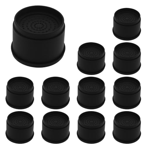 12 Pack Bed Risers 2 inch Black Furniture Risers, Heavy Duty Round - color: Black-round, size: 2 Inch-12 Pack