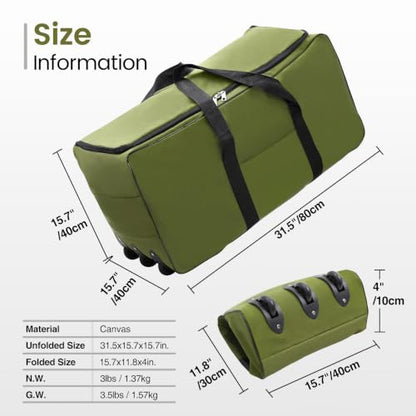 REDCAMP 85L/120L/140L Foldable Duffle Bag with Wheels, Large Travel Duffel Bag - color: Green