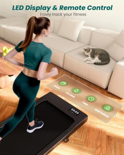 DeerRun Under Desk Walking Pad Treadmill for Home Office & Small Spaces, 6% Manual Incline, 0.6–3.8 MPH Walking Speed, 2.5 HP, 300 lb Capacity, App & Remote Control - color: Matte Black