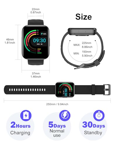 Smart Watch for Women Men, Answer/Make Calls, for iPhone/Android Black - color: Black