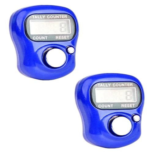 5 Digit LED Digital Row Counter, Handheld Tally Counter with Ring Electronic Click Counter for Golf and Lap Counting（2Pcs）