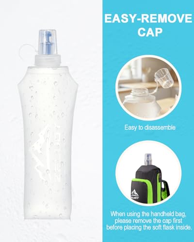 Zelvot 17 oz Running Water Bottle Handheld with Phone Holder, Green
