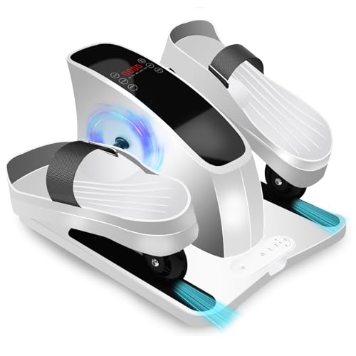 Under Desk Elliptical Machine, Electric Seated Pedal Exerciser for Seniors & Adults, Compact Quiet Ellipse Leg Exerciser with Remote, Foot Pedals for Home Office Workout Equipment - color: White