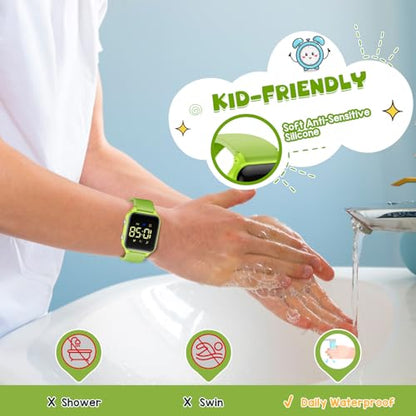 Kids Digital Watches for Boys Girls, Sports Watch with Fitness Tracker, Pedometer, Alarm Clocks, Stopwatch, No App Needed Waterproof Kids Watch, Gift for Teens Student Girls Boys Ages 5-14 - color: Green