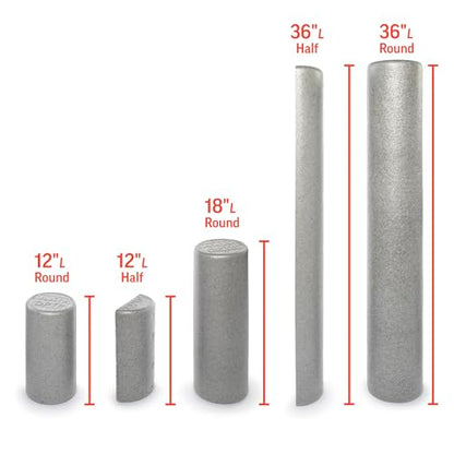 OPTP Silver AXIS Moderately Firm Foam Roller – Half-Round, Silver, 12" x 3" - size: 12" x 3" Half-Round