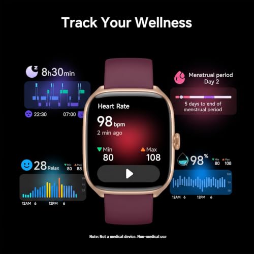 Smart Watches for Women Men[3 Bands], 1.75" HD AMOLED Fitness Tracker Watch - color: Purple