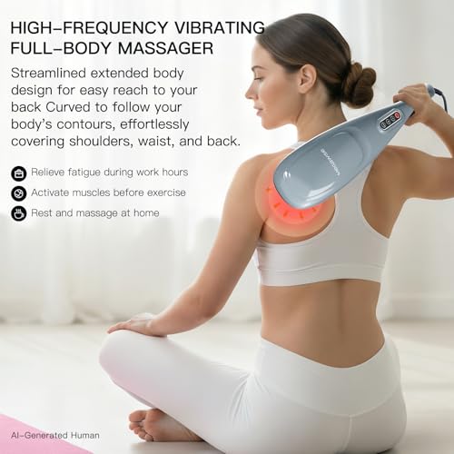 MEGAWISE Handheld Massager, Deep Tissue Percussion Massager with 6 Heads