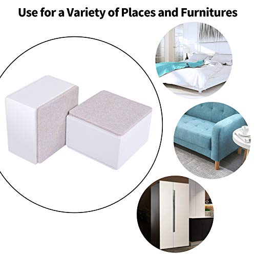 Ezprotekt 2" Bed and Furniture Risers Heavy Steel Sofa Table Dresser Risers - color: White, size: 2" x 3.15"