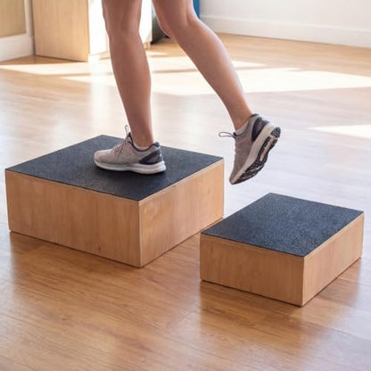 Wenqik 2 Pcs Adjustable Exercise Step Platform for Balance and Strength Training Wooden Stepper with Non Slip Surface 330 lb Capacity Progressive Height Steps for Home Fitness