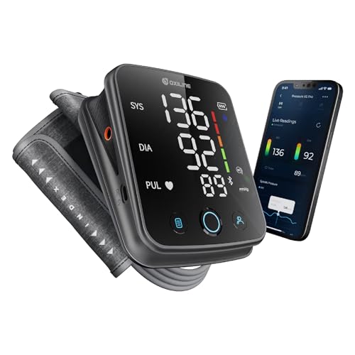 Pressure XS Pro Bluetooth Blood Pressure Monitor, Upper Arm BP Cuff 22–42 cm, Accurate Automatic Digital Systolic/Diastolic, Large Display, Mobile App Compatible for iOS & Android Devices