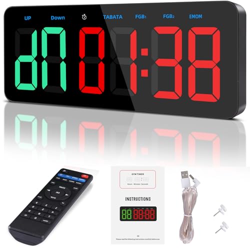 PELLOR Gym Timer Clock, Interval Timer for Home Gym Room - color: Green-red