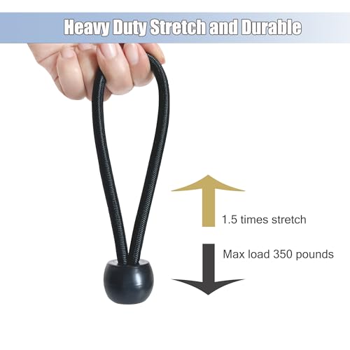 10 PCS Heavy Duty Trampoline Bungee Cords with Balls - 6.3 Inch Replacement Elastic Ropes for Fitness Trampolines, Includes Spring Puller Tool, Max Weight Limit 330 lbs, Quiet & Durable Bungee System - size: 6.3 in 10 PCS Bungee Cords With Ball