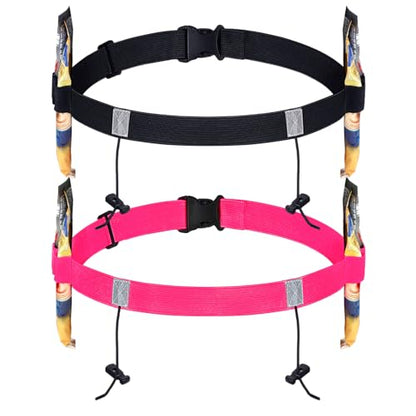 JOVITEC 2 Pack Race Number Belt with 6 Gel Loops, Pink and Black - color: Pink and Black