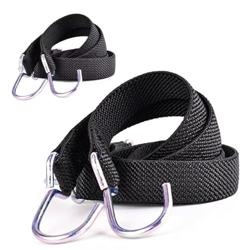 Marcobrothers 24 Inch Bungee Cord Black, Flat Heavy Duty Bungee Cord with Hook,Bungee stape (24 inch Black X 2) - size: 24 inch X2 Black
