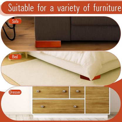 Geelin 8 Pack 1 Inch Wood Furniture Risers L-Shaped Bed Riser, Brown - color: Brown, size: 1 Inch