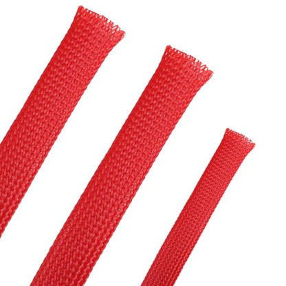 25ft PET Expandable Braided Cable Sleeve 3/8inch(10mm) Pet Braided Cable Sleeve for Audio Video Device Wire Automotive Wire (Red) - color: Red, size: 10mm"(3/8 inch)