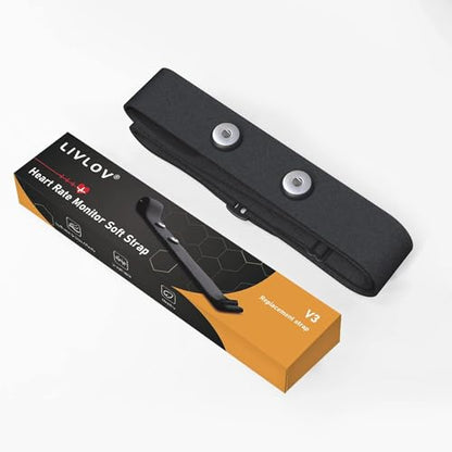 Heart Rate Monitor Replacement Strap, Chest Replacement Strap Compatible with Wahoo Tickr Polar H7 Garmin HRM Coospo, IP67 Waterproof, Adjustable Soft Size M to XXL