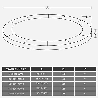 SONGMICS Replacement Trampoline Safety Pad Mat, 10ft 12ft 14ft 15ft Standard Size, Spring Cover, UV-Resistant, Tear-Resistant, Edge Protection - color: Cobalt Blue, size: 14FT, style: Non-Removable