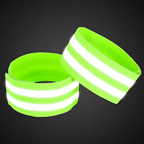 X AUTOHAUX 4pcs Reflective Bands for Arm High Visibility Night Cycling Riding Reflector Tape Straps Bracelet - color: Green
