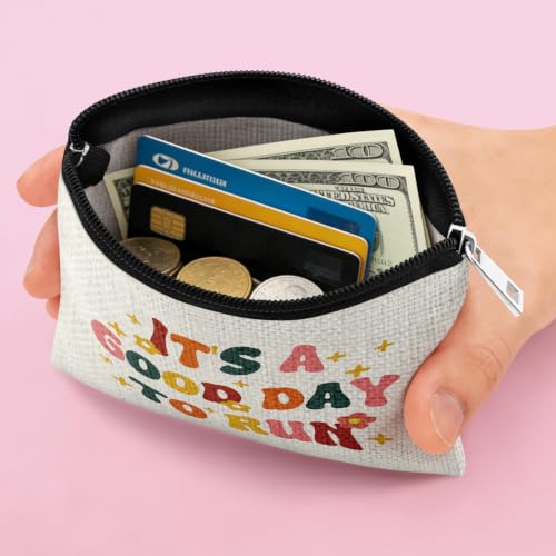 4pcs Running Coin Purse Runner Gift Half Marathon Runner Present Coin Pouch Marathon Lovers Valentines Present for Friend Sister Running Accessories Christmas Birthday Zipper Change Pouch