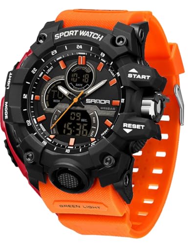 FANMIS Men Sports Outdoor Watch Analog Digital Multifunctional Black Watch - color: X Red