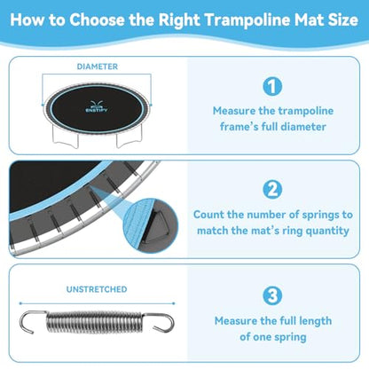 14ft Trampoline Mat Replacement 72/88 V-Hooks Standard & Upgraded with Pad-Protecting Edge, Fits 5.5-7.0in Springs (88 V-Hooks Upgraded)