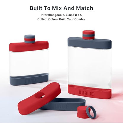 DUALIE 6 oz Hip Flask for Liquor - Shatterproof Alcohol Flasks with Clear Tritan Plastic and Silicone Grip - Flask Gift for Men & Women - Burnt Red - color: Burnt Red