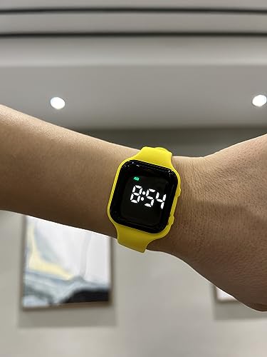 Vibrating Alarm Watch Rechargeable 15 Alarm Reminder Wristband Potty Training Watch with Lock Screen - color: Yellow