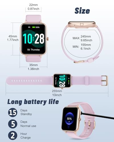 GRV Smart Watch for Women, Bluetooth Call, for iPhone Android Violet - color: Violet Purple