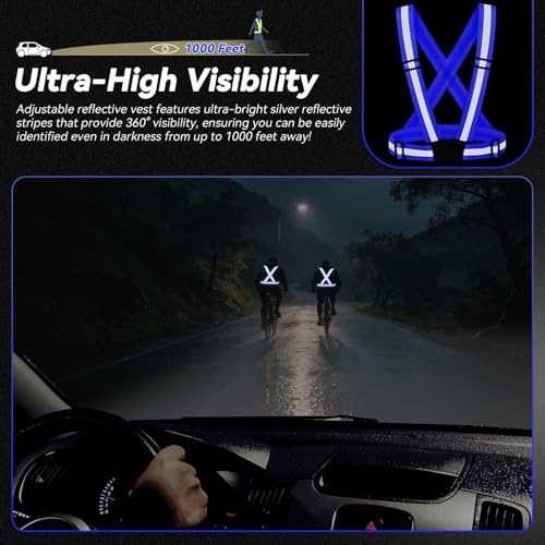 3PCS Reflective Vest Running Gear - color: Blue X3