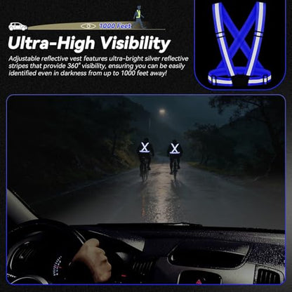 3PCS Reflective Vest Running Gear - color: Blue X3