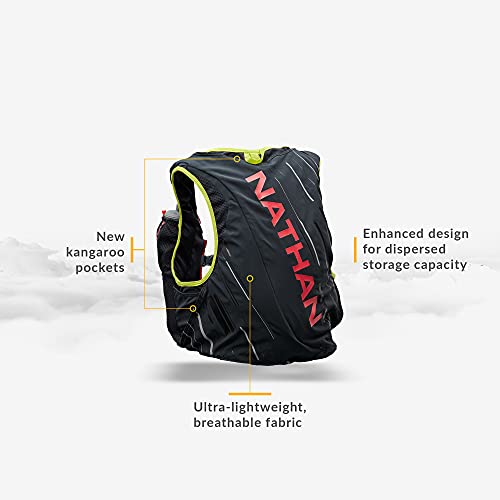 Nathan Pinnacle Hydration Running Vest Backpack for Trail Running & Marathon with Soft Flasks, Lightweight Water-Resistant Race Vest - color: Black / Hibiscus, size: XX-Small