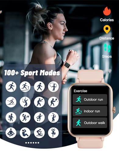 GRV Smart Watch for Women, Bluetooth Call, for iPhone Android Pink - color: Baby Pink