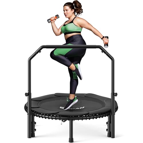 BCAN BT2 40/48" Rebounder Trampoline for Adults, Handle, Indoor, 450/550lbs - color: 40IN-BLACK, size: 40IN