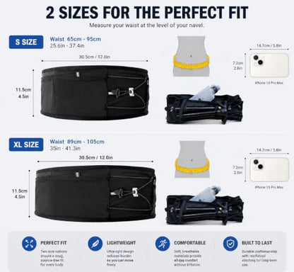 Running Belt for Men Women with 250ml Soft Water Bottle,Running Fanny Pack - size: S/L（25in-37in）